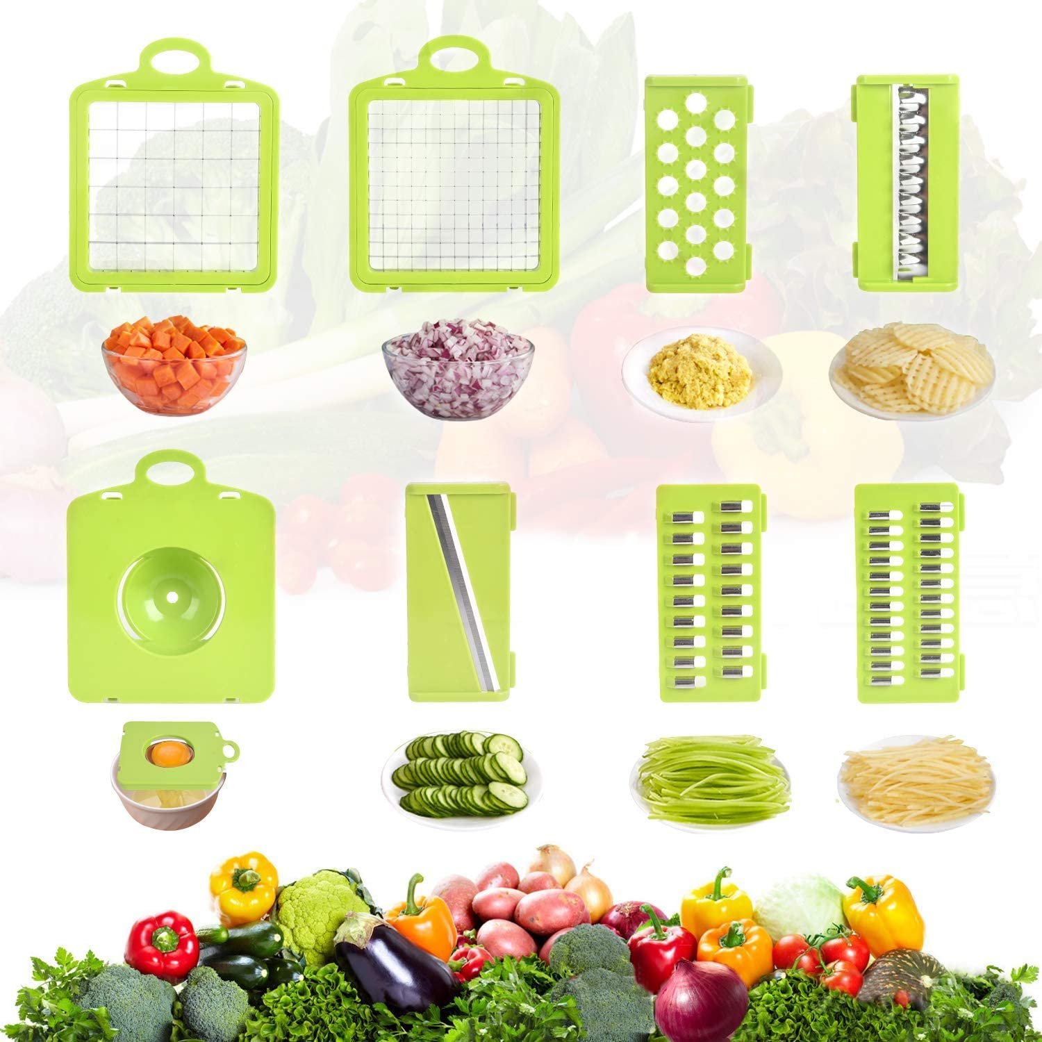 Slicer - Newest Design Vegetable Chopper, 11 in 1 Slicer Adjustable Vegetable Cutter - Image 2
