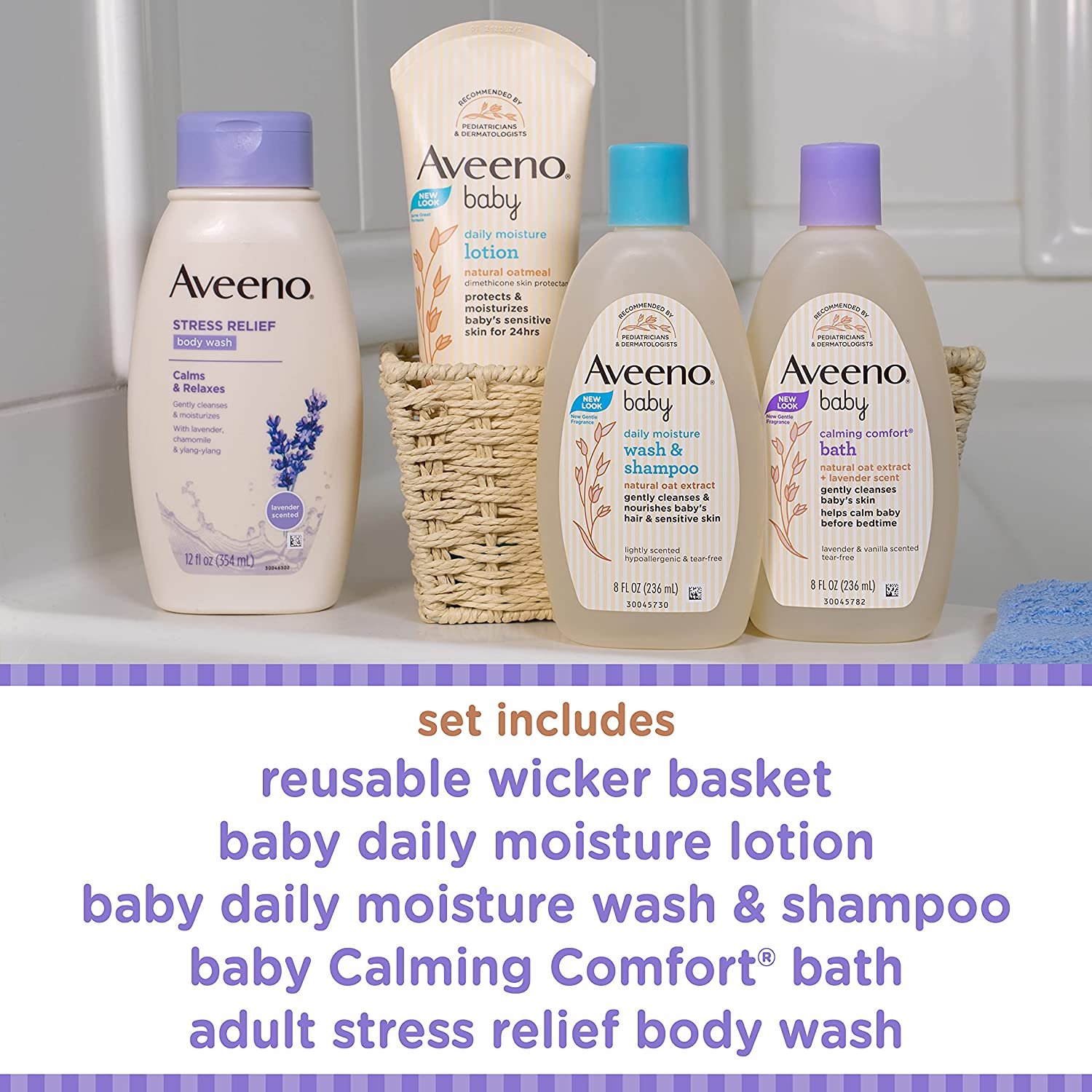 Aveeno Baby Mommy & Me Daily Bathtime Gift Set Including Baby Wash & Shampoo - Image 4