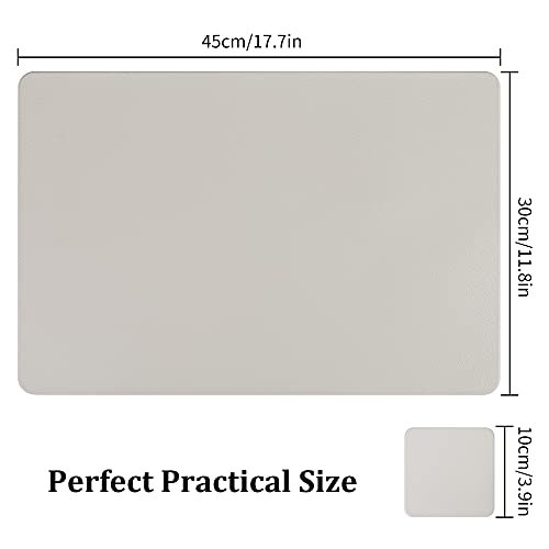 PU Leather Place Mats Grey Set Of 4 Washable Waterproof Table Mats for kitchen and dining - Image 6